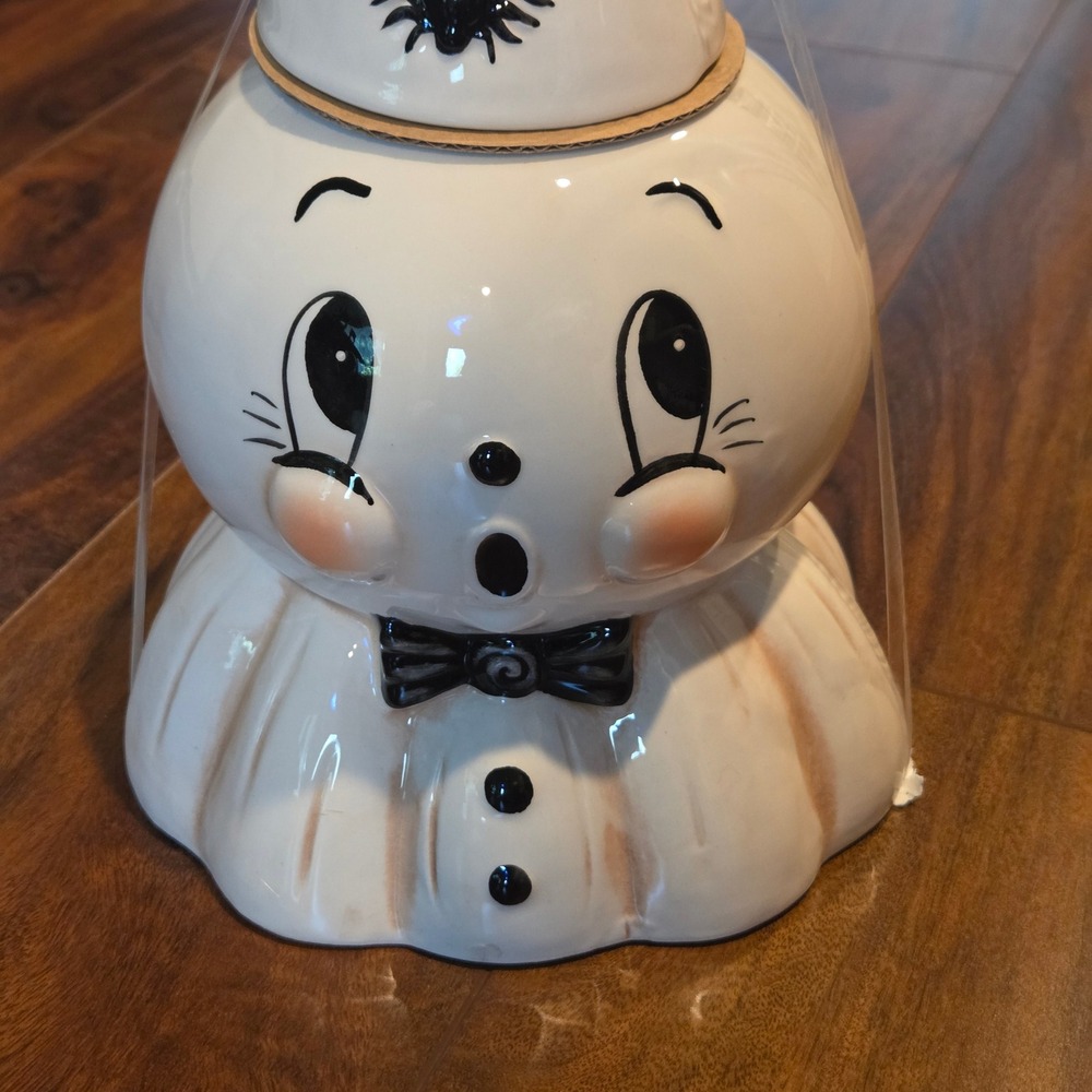 Johanna Parker Transpac Ghost Cookie Jar Large Ceramic White Halloween Vintage - Picture 3 of 10